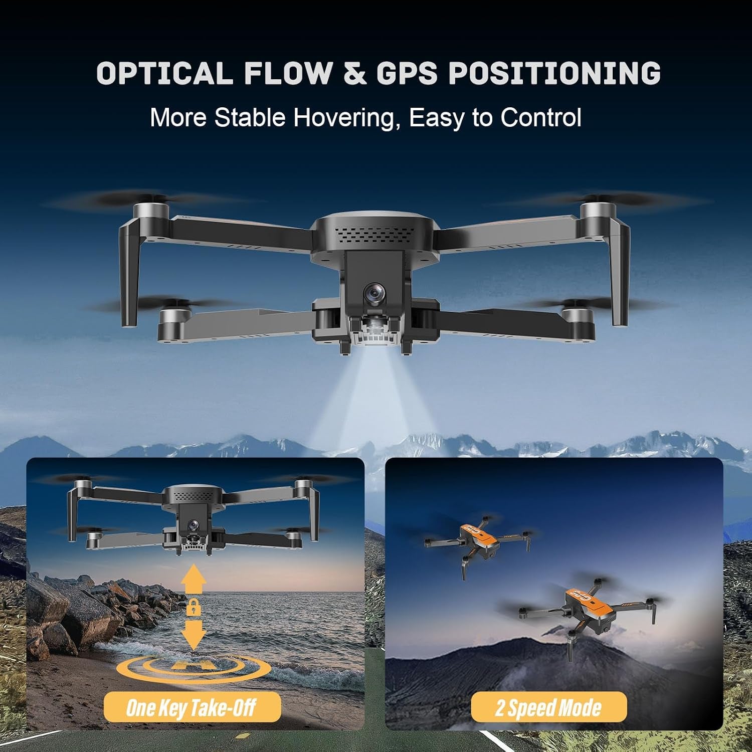 Drones with Camera for Adults 4K - GPS Drone with Auto Return, Brushless Motor, Foldable Mini RC Quadcopter for Kids Beginners with FPV Live Video, Follow Me, 2 Batteries Long Flight Time under 249G