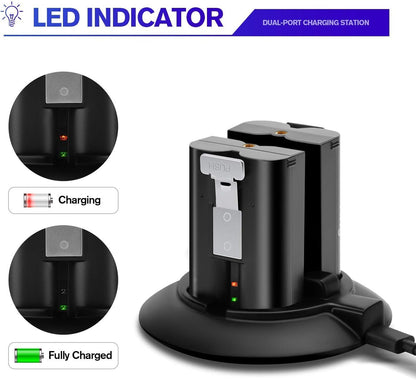 Battery Charger for Ring Rechargeable Batteries, Dual Charging Station with 5V 1A Adapter, Compatible with Ring Doorbell 2/3/4, Spotlight Camera & Stick up Cam, Indoor and Outdoor Use (No Batteries)