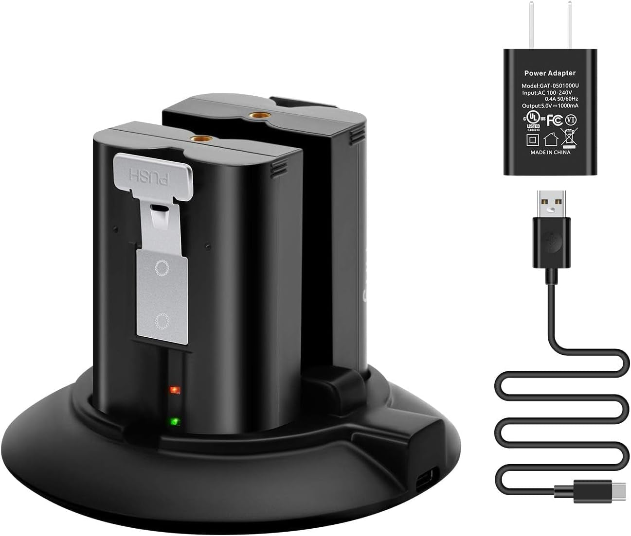 Battery Charger for Ring Rechargeable Batteries, Dual Charging Station with 5V 1A Adapter, Compatible with Ring Doorbell 2/3/4, Spotlight Camera & Stick up Cam, Indoor and Outdoor Use (No Batteries)