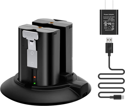 Battery Charger for Ring Rechargeable Batteries, Dual Charging Station with 5V 1A Adapter, Compatible with Ring Doorbell 2/3/4, Spotlight Camera & Stick up Cam, Indoor and Outdoor Use (No Batteries)