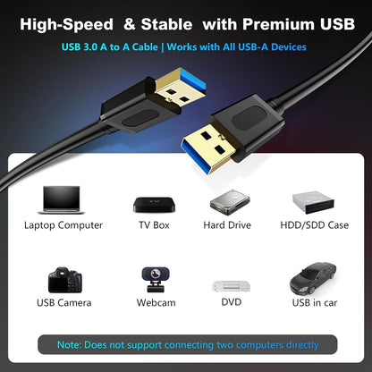 USB 3.0 Male to Male Cable 25Ft,Usb to USB Cable with Gold-Plated Connector for Hard Drive Enclosures, DVD Player, Laptop Cooler(25Ft/8M)