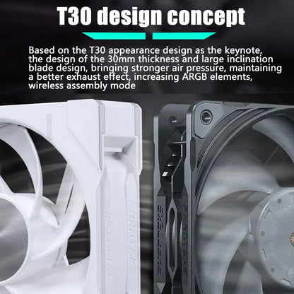 Phanteks D30-120 Case 120Mm Fan Regula/ Reverse Airflow 4Pin PWM, 30Mm Thick/ Four-Sided Magic Color Wireless Stitching