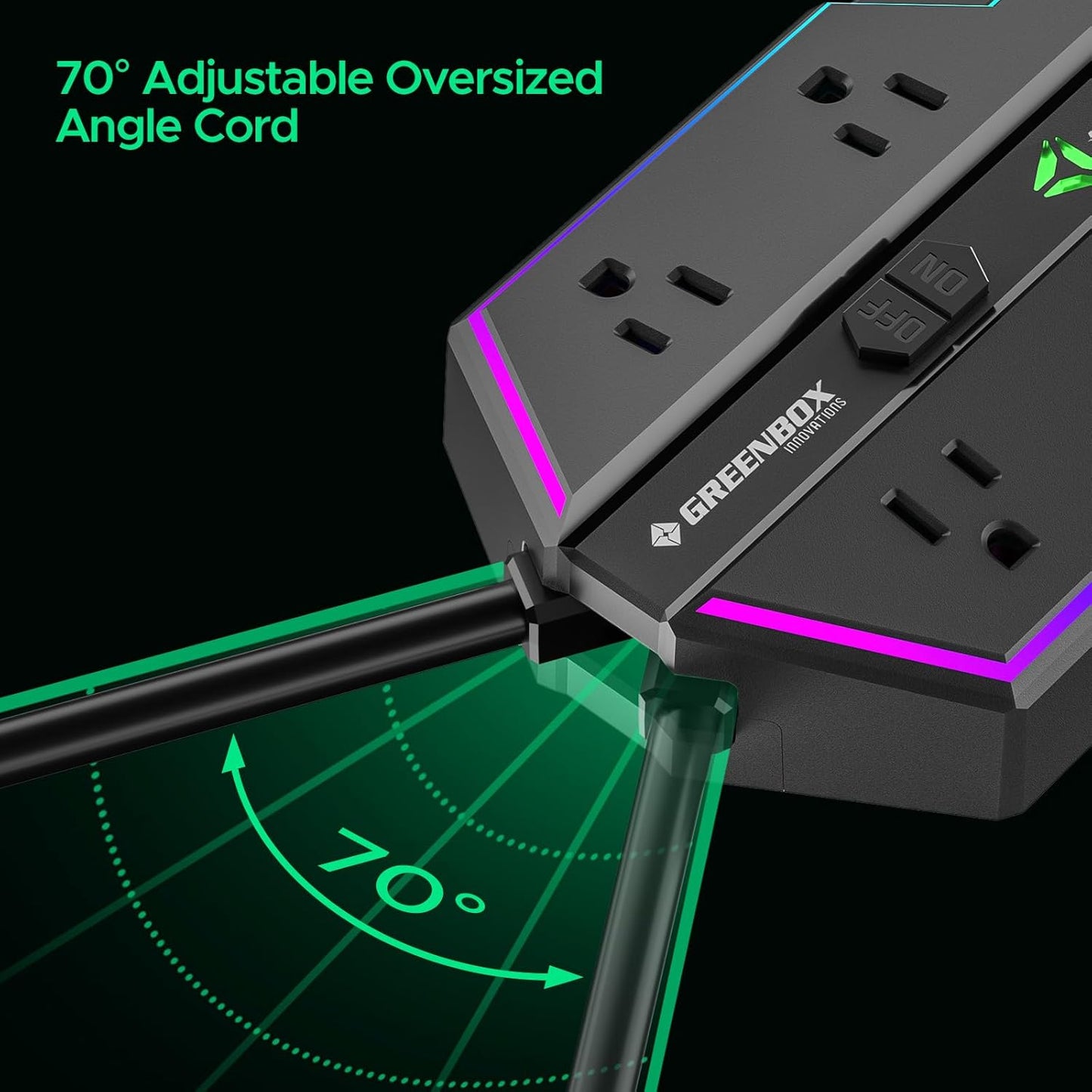 4000J Surge Protector Power Strip with USB Ports | RGB Lighting, PD 20W Fast Charging, 6 Wide-Spaced Outlets, Designed for Gaming PC, E-Sports Setup, Home and Office